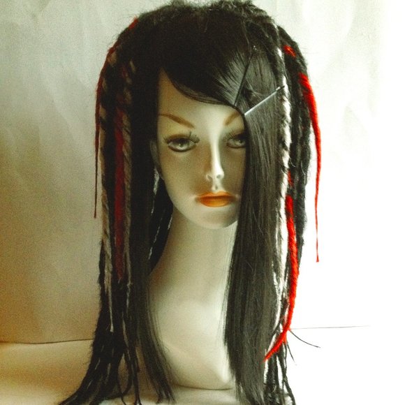 Black Red White Full Dread Dreadlock Wig HANDMADE main image 5